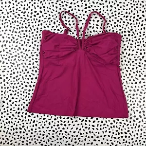 Lands End Teaberry Blossom Regular 16 längere Träger Tankini BADEOBERTEIL 398208 - Bild 1 von 4