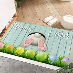 Easter Welcome Door Mat Bunny Tail Spring Floor Indoor One Size, - Picture 1 of 3