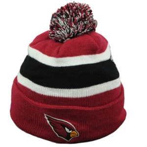 NFL Arizona Cardinals Striped Pom Pom Beanie Cuffed Knit Burgundy Winter Toque  - Picture 1 of 1