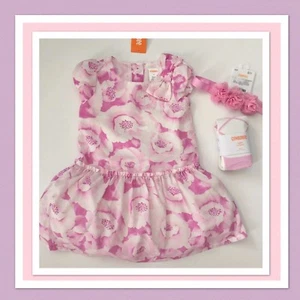 NWT 18-24 Gymboree CENTER STAGE Pink Floral DRESS, TIGHTS, HEADBAND set Outfit - Picture 1 of 10