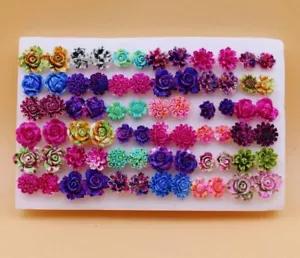 Random 3 Pair Rose Stud Earrings Mixed Color Flower Earrings Set🌸🌺🌼 - Picture 1 of 1
