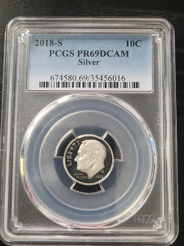 2018 S 10C Silver Proof Roosevelt Dime PCGS PR69DCAM Free Shipping Cover