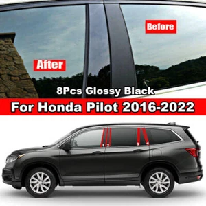 8pcs Black Pillar Posts For Honda Pilot 2016-2022 Door Trim Piano Cover Window - Picture 1 of 12
