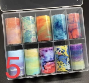 Foil Nail Art Transfer Sticker Set 10 Pieces Different Designs - Picture 1 of 1