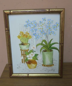 Vintage Original Öl auf Leinwand Gemälde signiert Blumenvase 8"x10" gerahmt - Bild 1 von 5