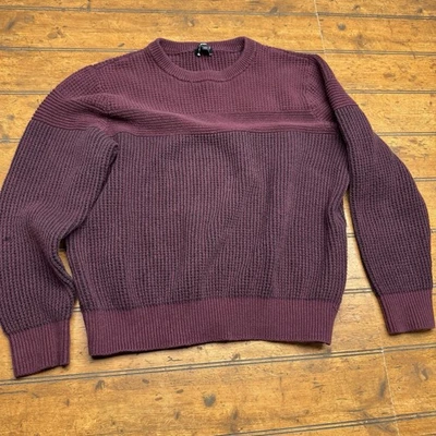 Express Sweater Mens Large Waffle Knit Pullover Crew Long Sleeve Cotton - Image 1 of 4