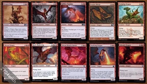 MTG Magic Set of 10 Flying Uncommon Red Dragons *NM* Commander EDH Group - Picture 1 of 3