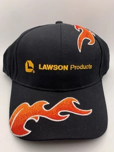 Lawson Products Unisex Negro con Naranja Llamas Correa Trasera Sombrero Gorra de Béisbol ¡Nuevo! - Imagen 1 de 12