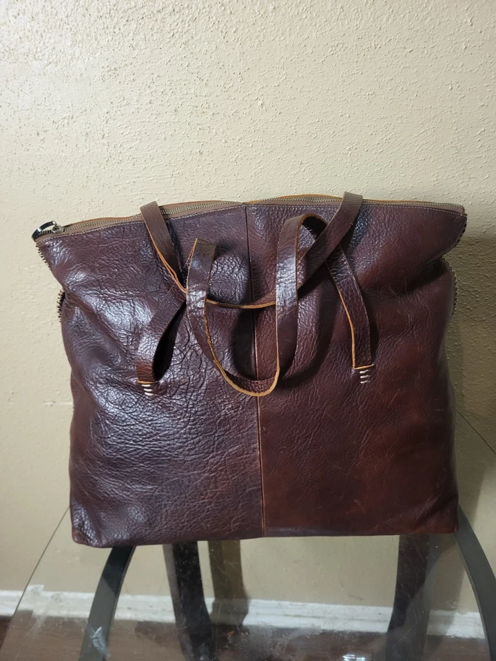 Bolso de Hombro Sundance Vintage Marrón Cuero Genuino Viaje Fin de Semana, Talla XL. Foto 1 de 4