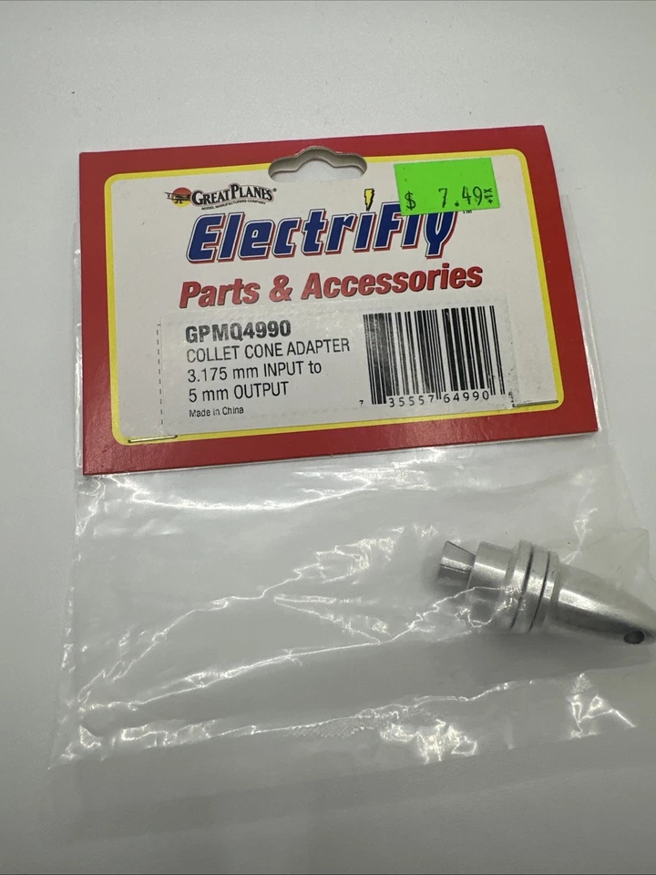 Adaptador de cone de pinça Great Planes GPMQ4990 3,175mm-5mm eixo de hélice - Imagem 1 de 1