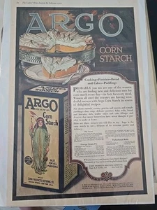 Antique 1919 Paper Advertising ARGO CORN STARCH Roll Recipes VINTAGE - Picture 1 of 6
