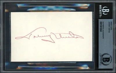 Johnny Unitas Autographed 3x5 Index Card Baltimore Colts Beckett BAS #13610543 - Image 1 of 2