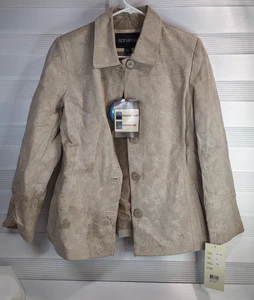 Vintage Bernardo Suede Jacket Sz PM Sand Button Up Embroidered Read Description - Picture 1 of 18