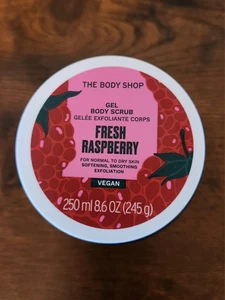 The Body Shop FRESH RASPBERRY Exfoliating Gel Body Scrub 8.6 oz. 250 ml. New - Picture 1 of 4