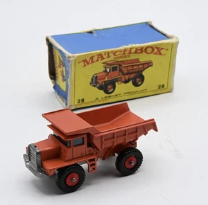 Vintage Matchbox Mack Dumper Truck 28D Red Wheels Mint in Fair Box - Picture 1 of 7