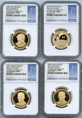 2015 S FIRST DAY 14-COIN CLAD PROOF SET NGC PR70DCAM - Image 1 of 4