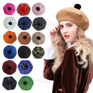 Women’s Scottish Tam o Shanter Cap/Hat Traditional Tammy Highland Caps One Size - Picture 1 of 39