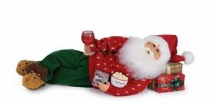 Karen Didion Originals Wine & Movie Lying Santa Christmas Figurine ~NIB