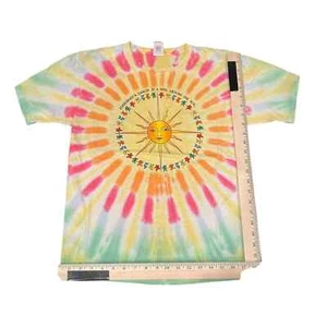 Gildan Tie Dye Short Sleeve Sun Graphic Unisex T-shirt Large Youth - Picture 1 of 4