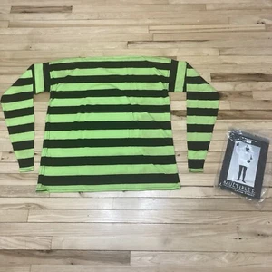 MULTIPLES by Sandra Garratt Wedge Sleeve Top Black Green Stripe One Size READ - Picture 1 of 12