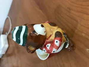 PORTA CANDELA BOMBONIERA WALD DOMUS VIVENDI ORSO FIORI ROSSO 6055 CERAMICA - Imagen 1 de 2