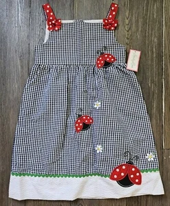 NWT Emily Rose Girl's Ladybugs Applique Dress. Size 6 - Picture 1 of 6