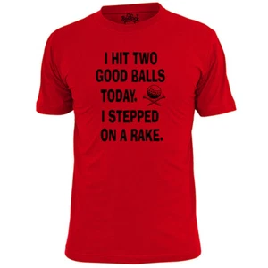 Mens I Hit Two Good Balls Funny Golf T Shirt Golfing Masters Open Woods - Picture 1 of 3