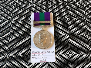 GSM GENERAL SERVICE MEDAL FOR Palestine 1945-48 AS. 10233 Pte G Lepipi A.P.C - Picture 1 of 4