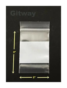 1000 2" X 3" Small White Block Writeable Resealable Zipper Top Plastic Bags 4mil - Picture 1 of 6