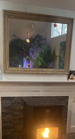 Large Unique Antique Wall Mirror Glass Vintage Distressed Wood Frame Cover