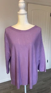 Suéter para mujer J. Jill mezcla de lino lila manga 3/4 talla XL Petite Top - Imagen 1 de 6