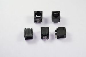 Lot of 5 556416-1 Tyco Ethernet Connector Jack 8P8C RJ45 Straight Thru Hole NOS
