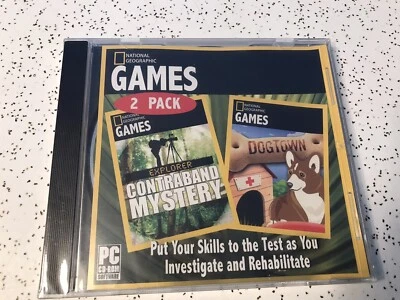 National Geographic 2 Games Pc Cd Rom Contraband Mystery Dog Town  New & Sealed - Image 1 of 3