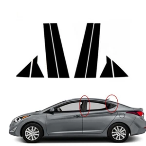 Fits Hyundai Elantra 2011-2016 Gloss Black Pillar Posts Door Window Trim Cover - Picture 1 of 14