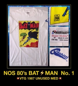 VTG 80s NOS DC Action Comics book Bob Kane No 1 BATMAN ROBIN DS lic T-Shirt M - Picture 1 of 11