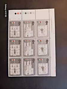 Queen Eliabeth 5p 1969 Prince of Wales BLOCK OF 9 STAMPS - Picture 1 of 2