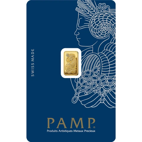 PAMP Suisse 1 Gram Gold Fortuna Bar Sealed in Assay Card Cover