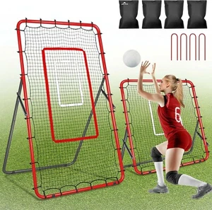 2-in-1 Volleyball Rebounder Net, Adjustable from 7x4 ft to 4x4.5 ft, 4-Angle Bou - Picture 1 of 13