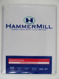 Hammermill Ink Jet Business Cards Linen Bond Corporate Blue 3.5" X 2" 100 New - Picture 1 of 2