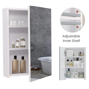 Weißes Badezimmer Spiegelschrank mit Tür montiert Schrank Wandmontage - Bild 1 von 27