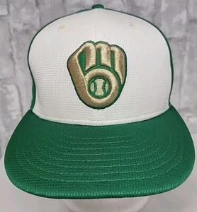 Milwaukee Brewers Logo Green New Era Fitted Hat Mens 7 3/8 On Field - Picture 1 of 8