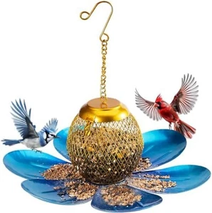 Metal Bird Feeder for Outdoors Hanging,Squirrel Proof Wild Bird Feeders Yellow - Picture 1 of 6