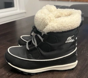 NEW SOREL KIDS WHITNEY CARNIVAL BLACK SNOW BOOTS (SIZE 12) - Picture 1 of 5