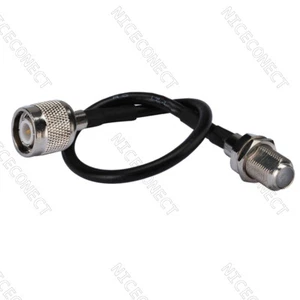 "Cable de extensión de antena TNC enchufe macho a mamparo F hembra RF cola de cerdo RG174 12" - Imagen 1 de 3