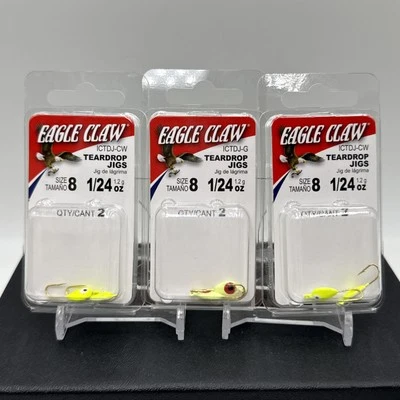 Eagle Claw Ice Fishing Teardrop Panfish 1/24oz Jigs -2 Colors-Size 8 Lot of 3 B5 - Image 1 of 4