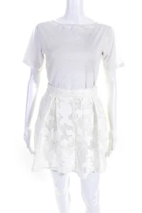 Romeo & Juliet Womens White Floral Mesh Pleated Knee Length A-Line Skirt Size S - Picture 1 of 7