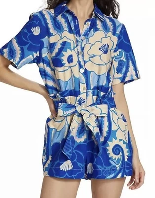 Mameluco Farm Rio con cinturón azul y blanco talla XS Foto 1 de 4