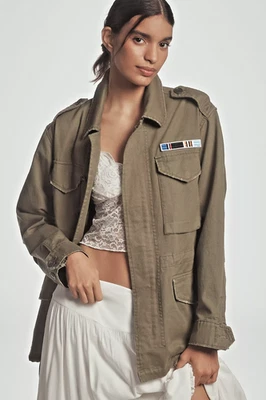 NWT Anthropologie Pilcro Cotton Utility MILITARY STYLE Jacket OLIVE MOSS XL - Image 1 of 4
