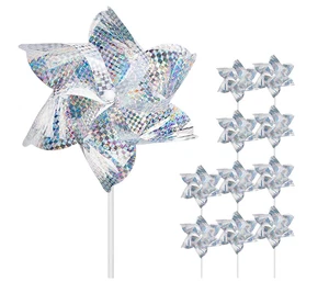 10 Pack Reflective Pinwheels Wind Spinners Bird Scare Devices for Garden Decor - Picture 1 of 12