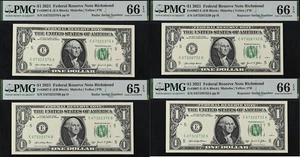 2021 $1 FRN PMG 66EPQ - Matching Radar Repeater Same Digit # 67322376  67326732 - Picture 1 of 9